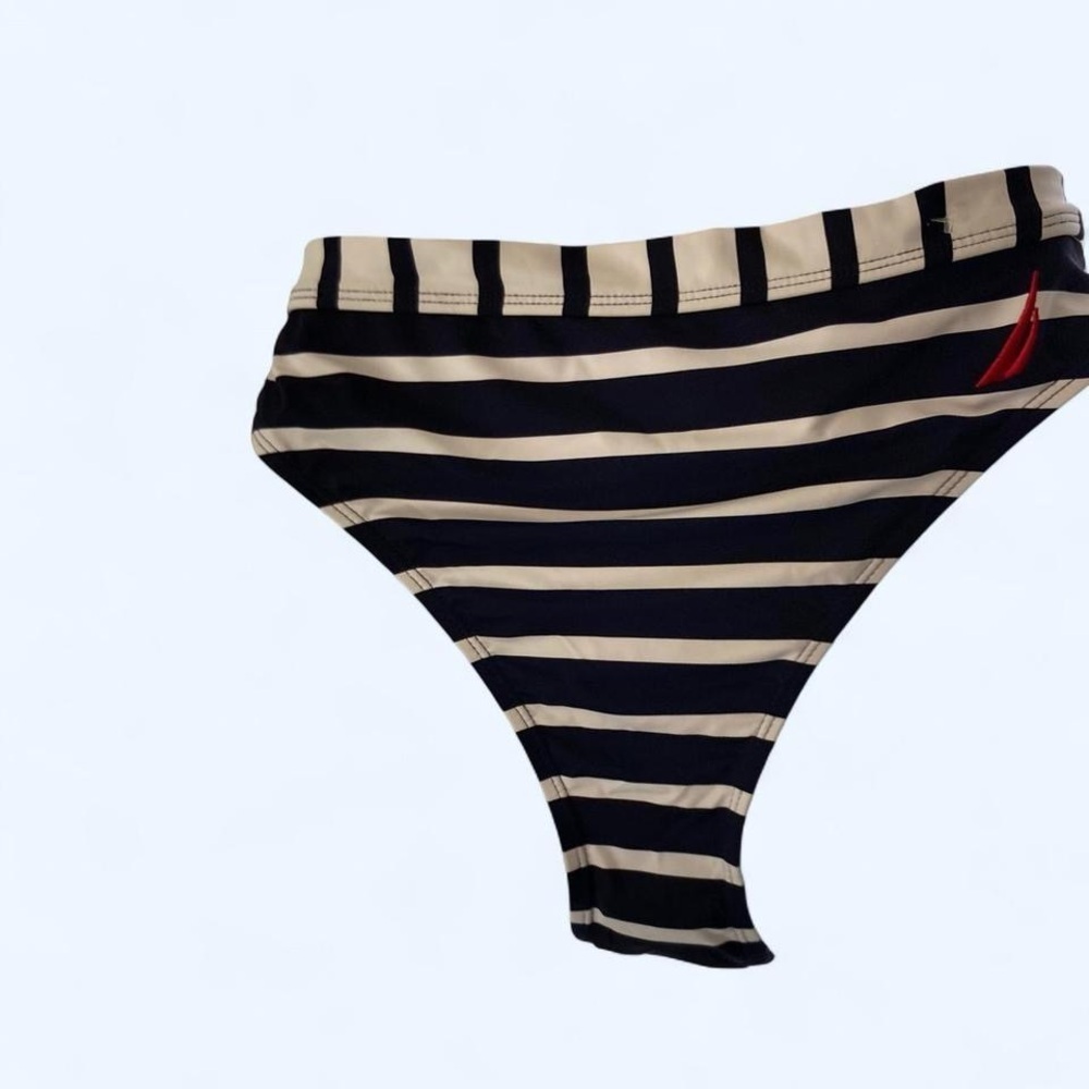 Nautica Navy Blue and white striped bikini bottoms XL - Picture 2 of 6